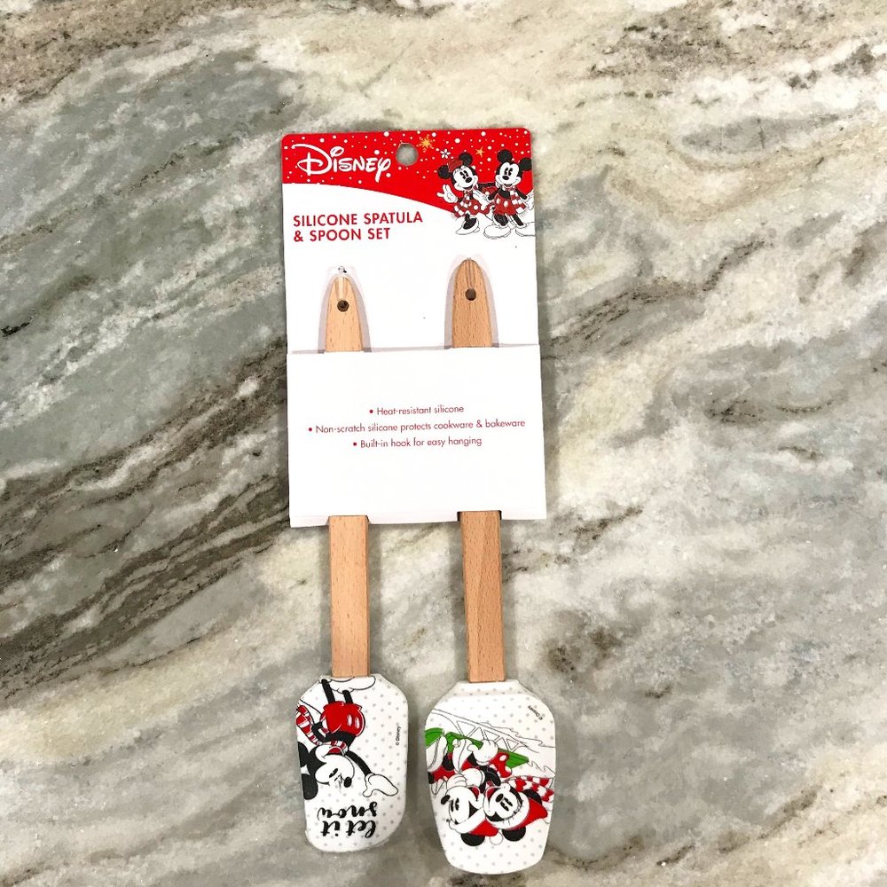 Disney Mickey & Minnie Mouse Christmas Silicone Spatula and Spoon Set NWT